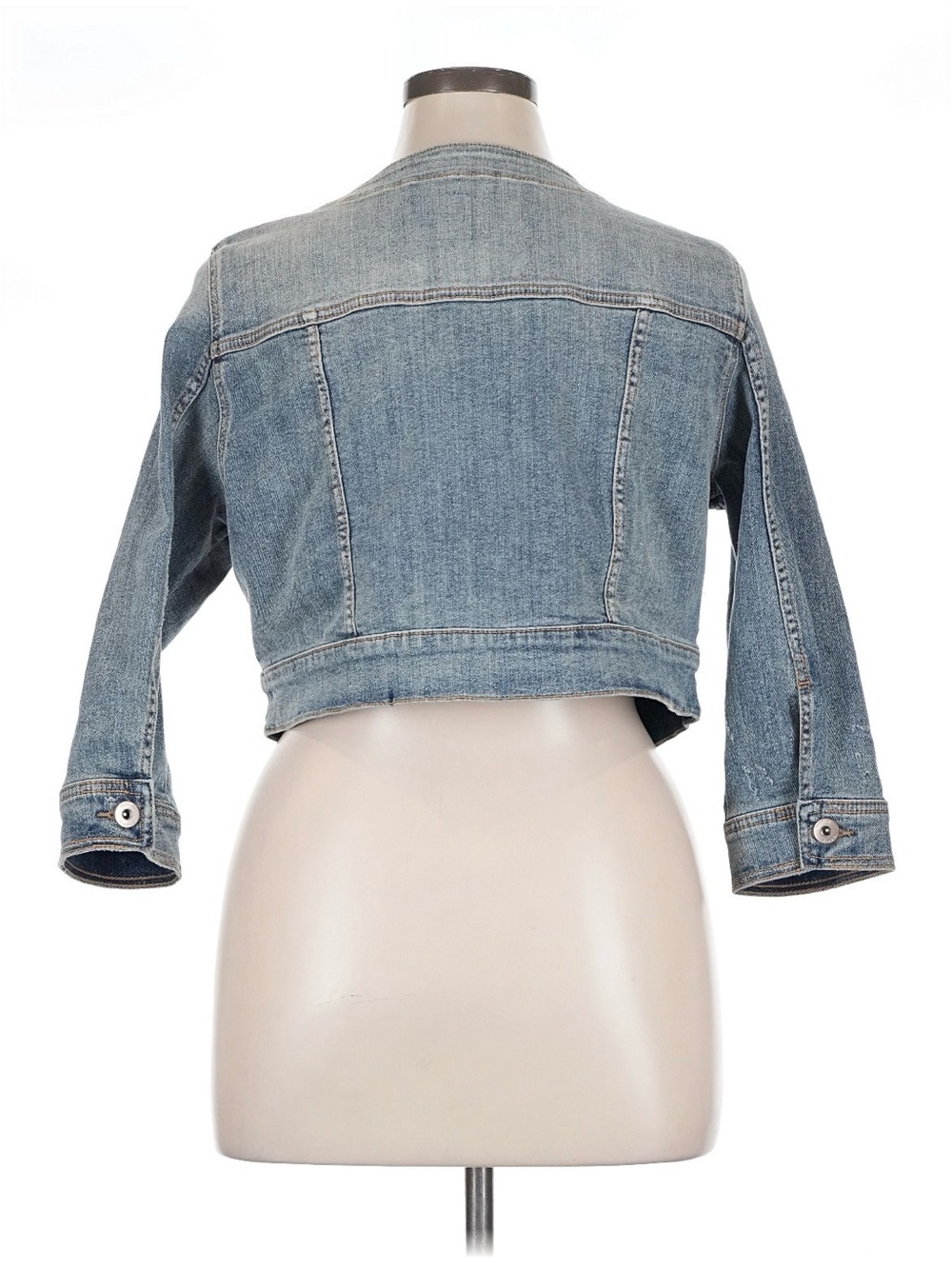 Torrid Cropped Collarless Lightweight Denim Jacket 1x NWOT - Picture 4 of 4